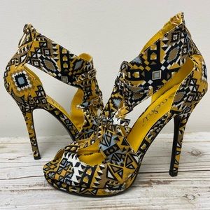 Machi Fabric Covered Heels - Size 8